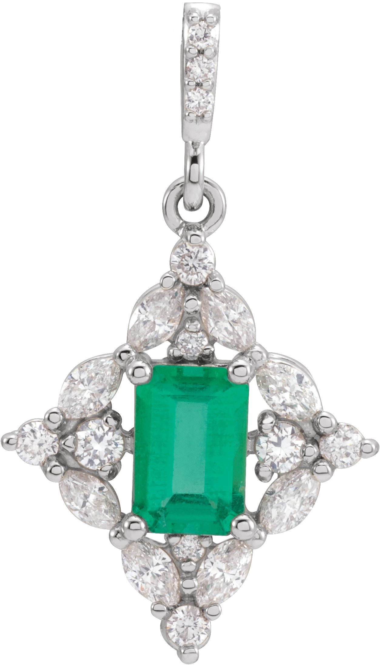 14K White Emerald and .375 CTW Diamond Pendant Ref. 15758453