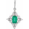 14K White Emerald and .375 CTW Diamond Pendant Ref. 15758453