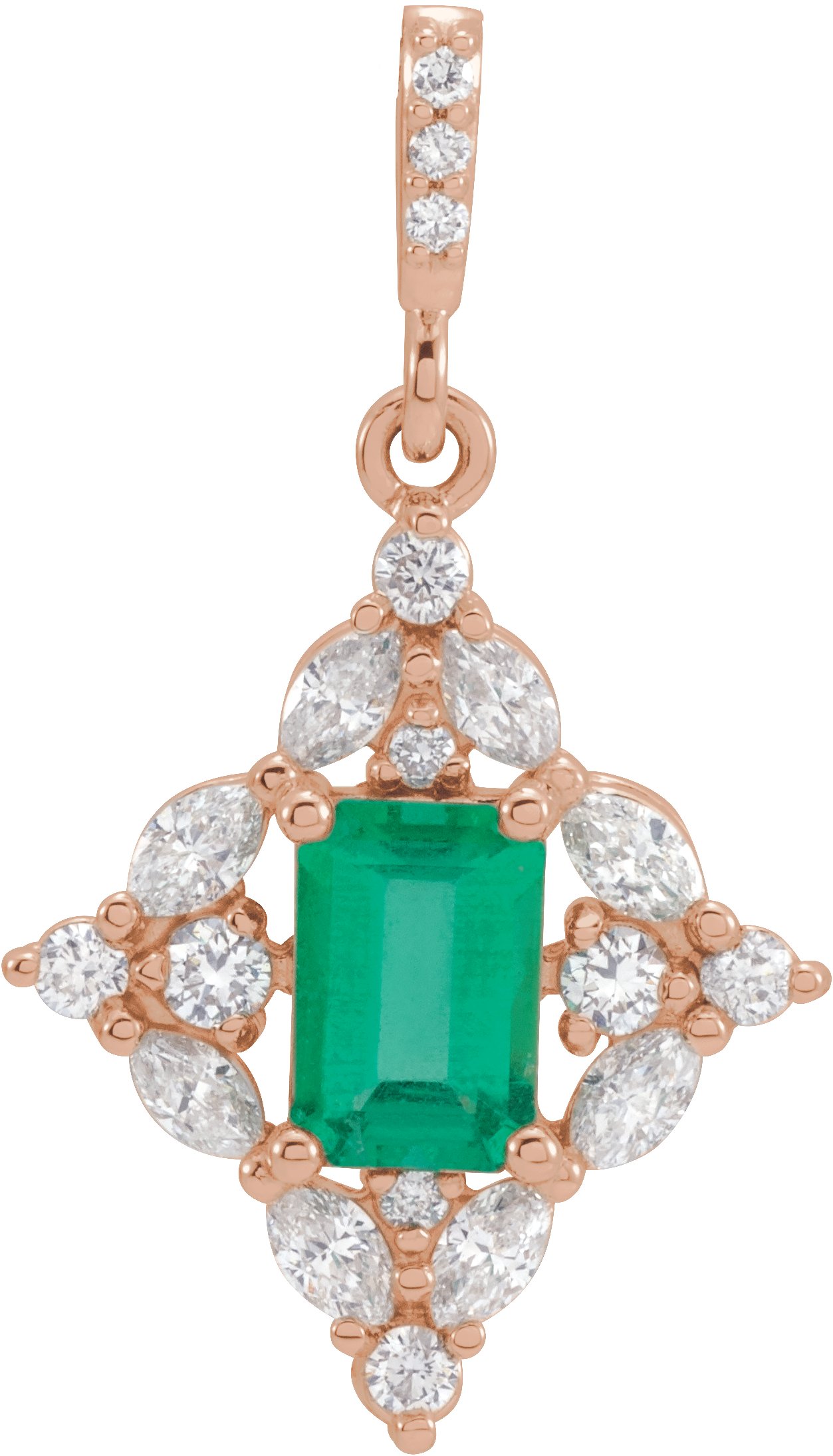 14K Rose Emerald and .375 CTW Diamond Pendant Ref. 15758455