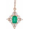 14K Rose Emerald and .375 CTW Diamond Pendant Ref. 15758455