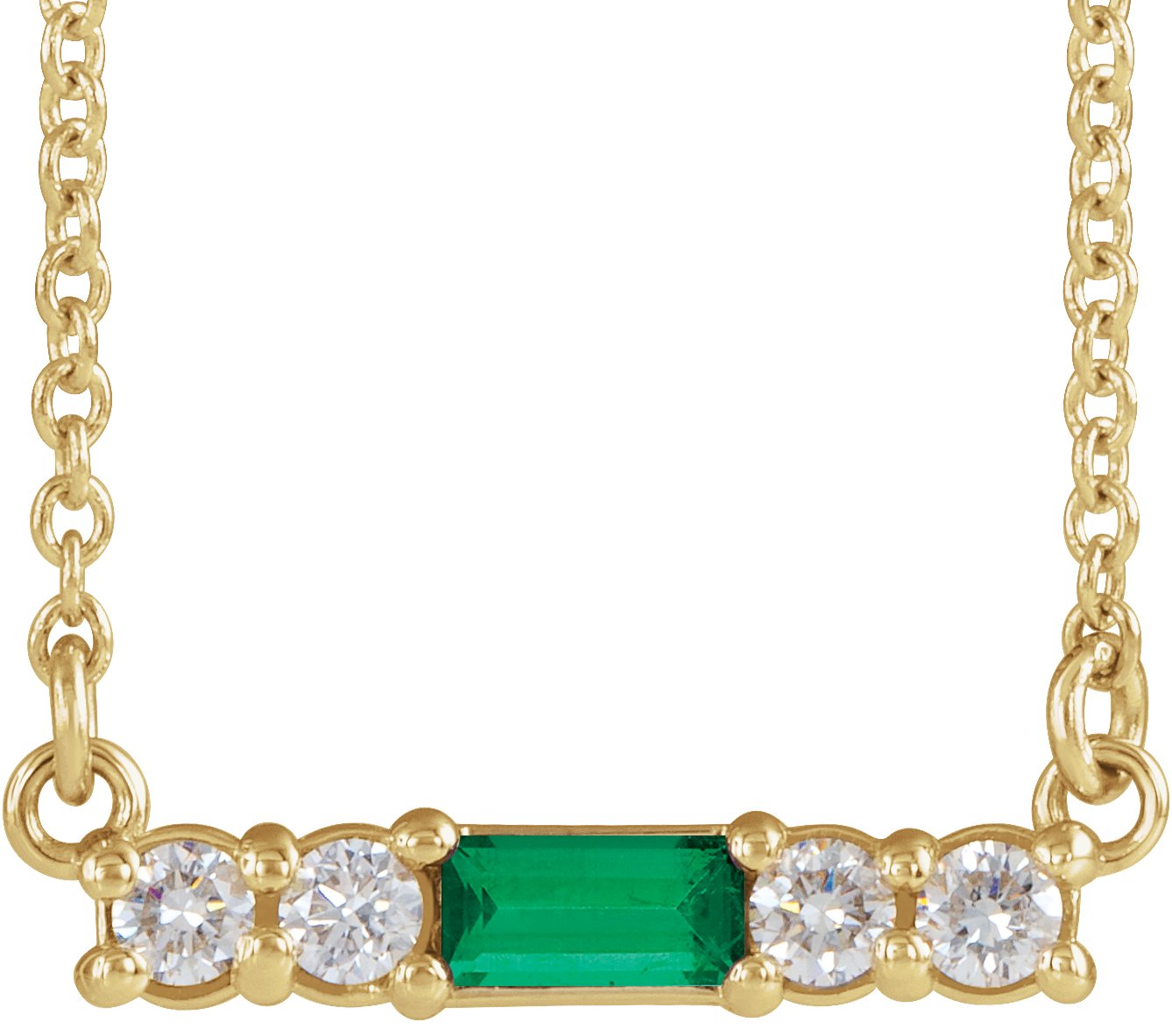 14K Yellow Emerald & 1/5 CTW Diamond 16" Necklace      