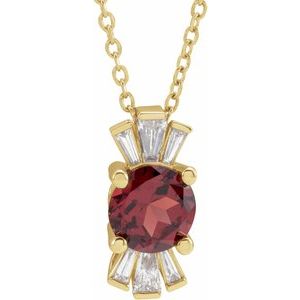 14K Yellow Mozambique Garnet & 1/6 CTW Diamond 16-18" Necklace