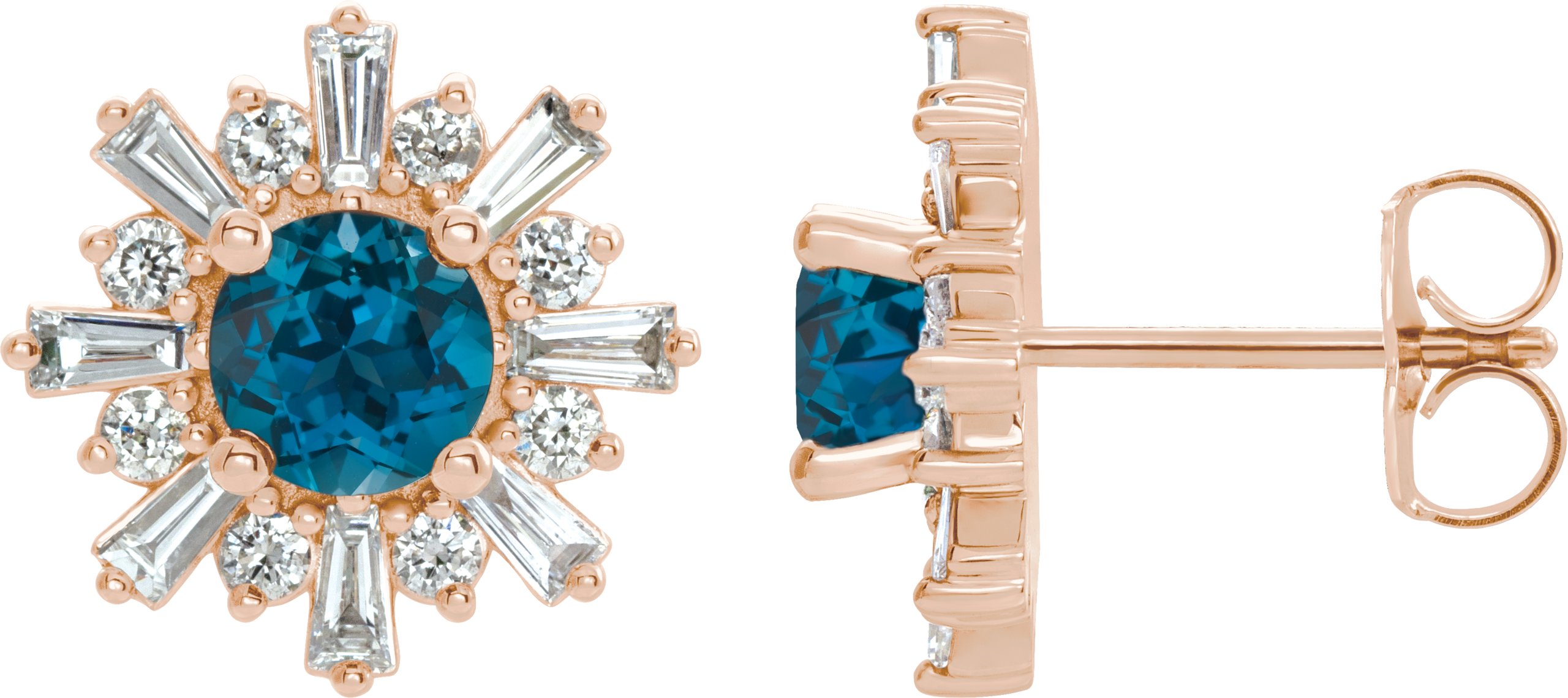 14K Rose London Blue Topaz and .75 CTW Diamond Earrings Ref. 15587782