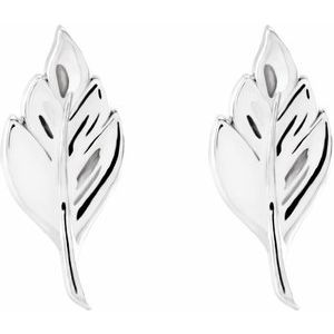 14K White Leaf Earrings