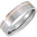 Titanium & 18K Rose Gold PVD 6 mm Grooved Band Size 10