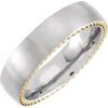 Titanium 6 mm Domed Band with Yellow Gold PVD Steel Rope Inlay Size 7 Ref 16653754