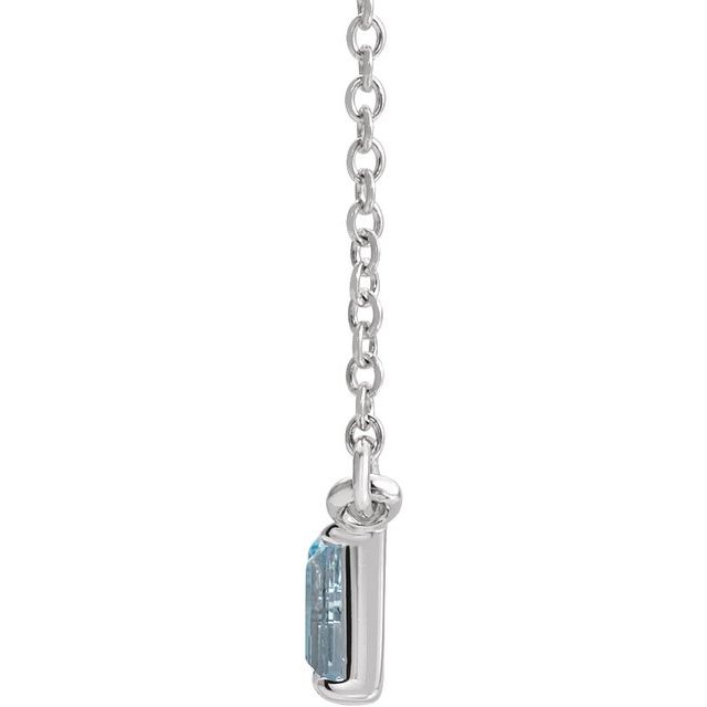 14K White Blue Multi-Gemstone & 1/8 CTW Natural Diamond Bar 18 Necklace