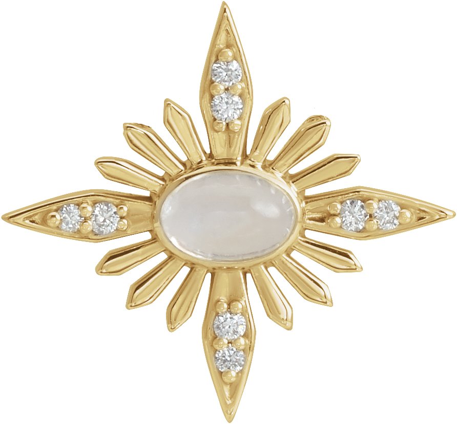 14K Yellow Rainbow Moonstone & .08 CTW Diamond Celestial Pendant