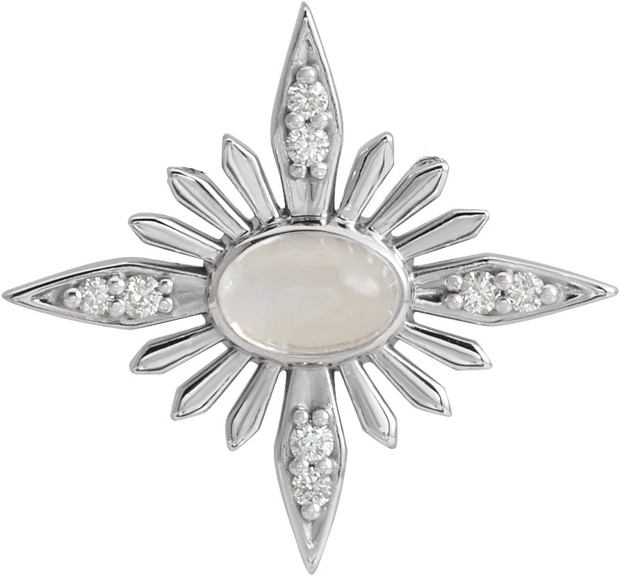 14K White Rainbow Moonstone and .08 CTW Diamond Celestial Pendant Ref. 16508249