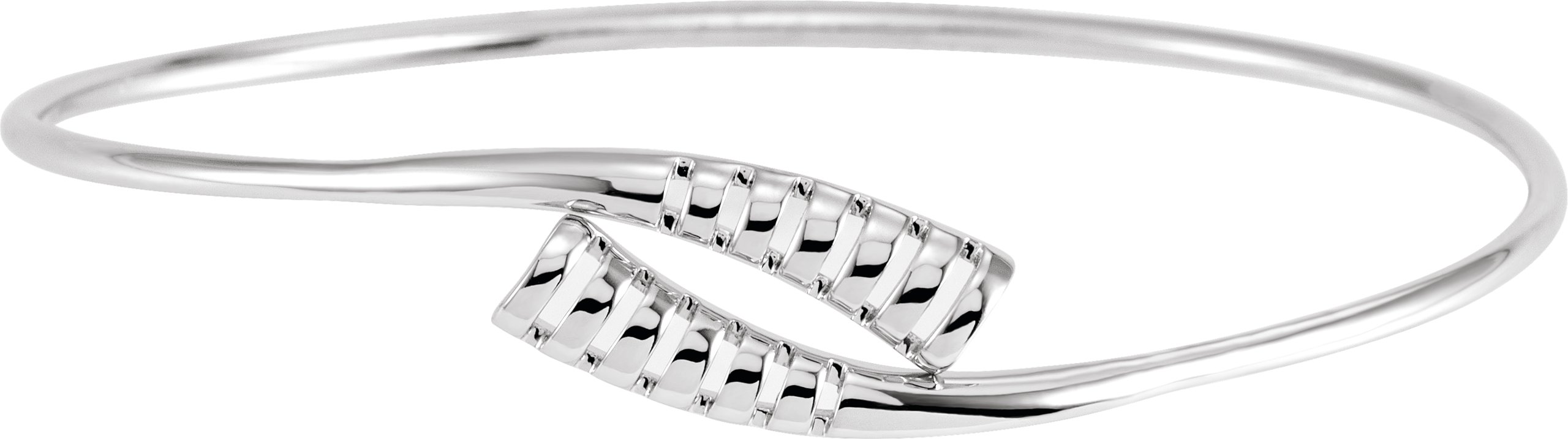 14K White 16.5 mm Bypass Bangle 7" Bracelet