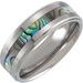 Tungsten 8 mm Flat Stepped Band with Mother of Pearl Inlay Size 10