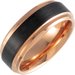 Black & 18K Rose Gold PVD Tungsten 8 mm Beveled-Edge Band Size 10 with Satin Finish