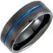 Black & Blue PVD Tungsten 8 mm Grooved Band Size 10 
