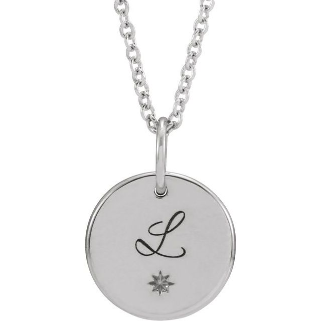Sterling Silver Engravable Round 16-18 Necklace