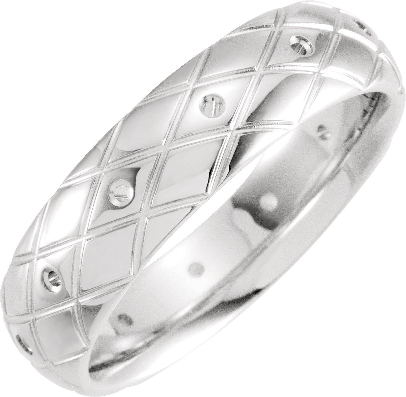 Platinum 6 mm Patterned Band Mounting Size 14