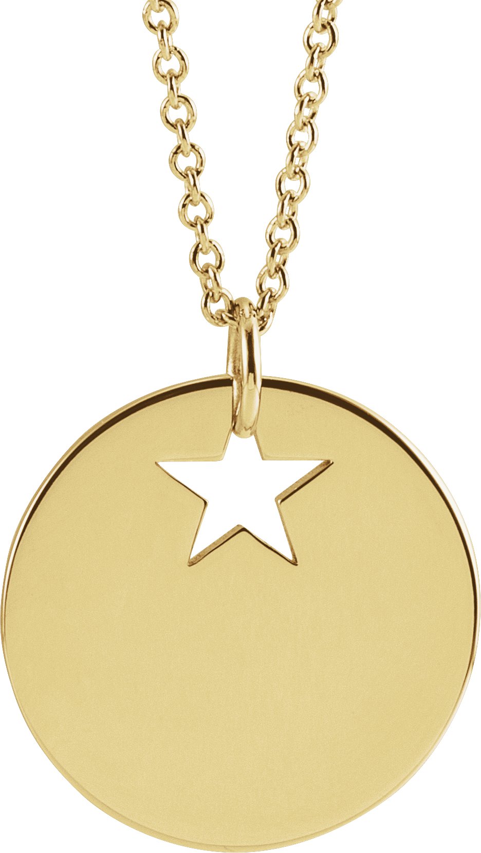 14K Yellow Pierced Star 15 mm Disc 16-18" Necklace