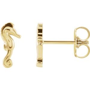 14K Yellow Seahorse Earrings
