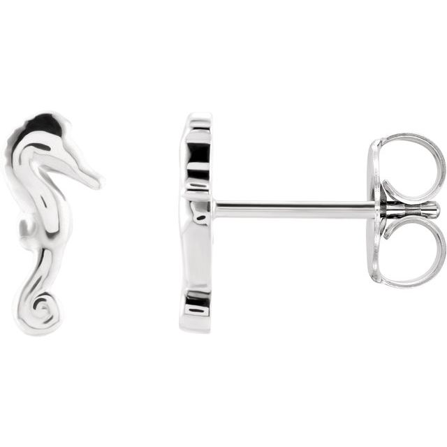 Platinum 9.2x4.3 mm Seahorse Earrings