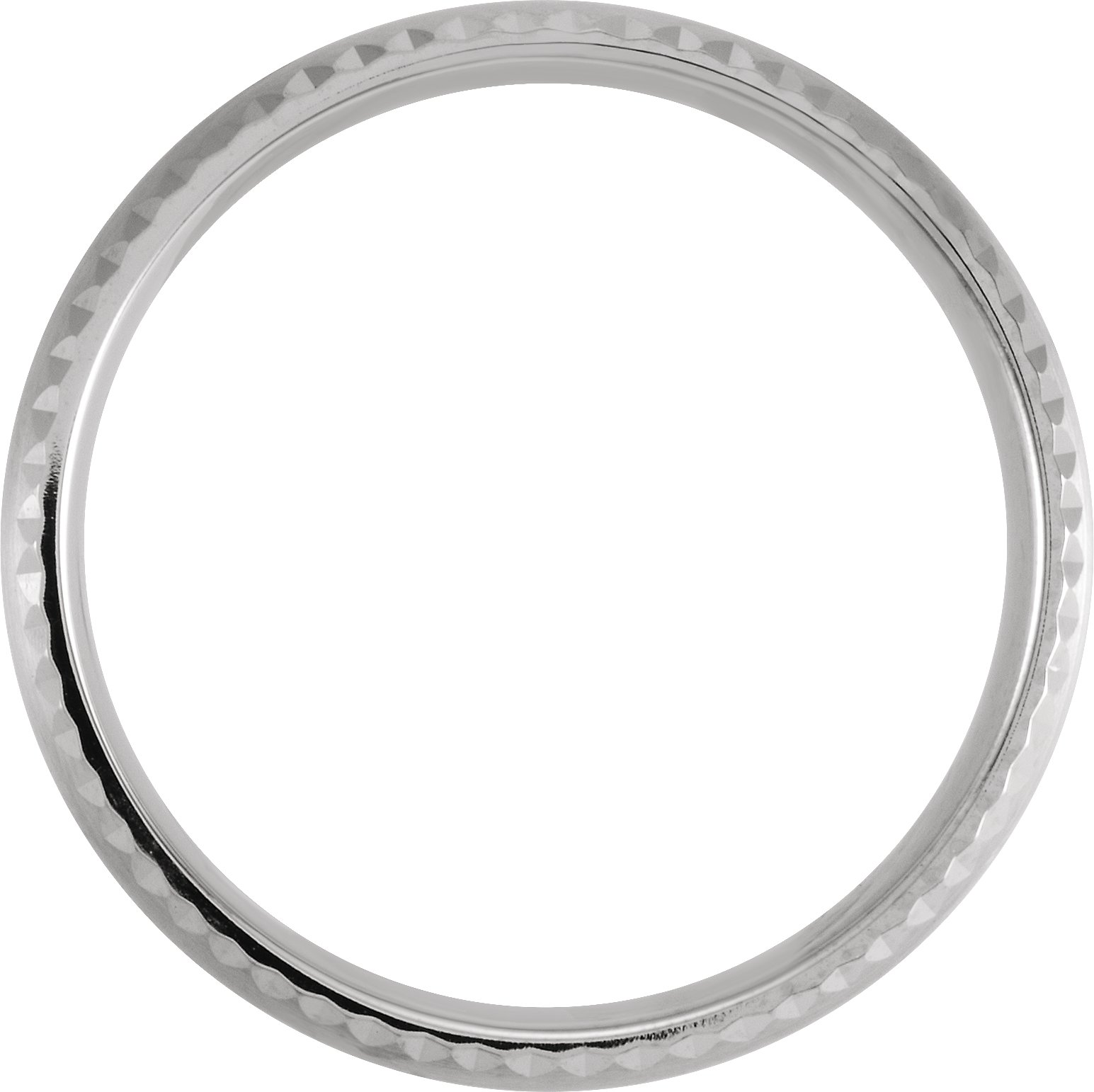 Alternative view of Geometric Faceted Comfort-Fit Half Round Band With Satin Finish – 10K White Gold