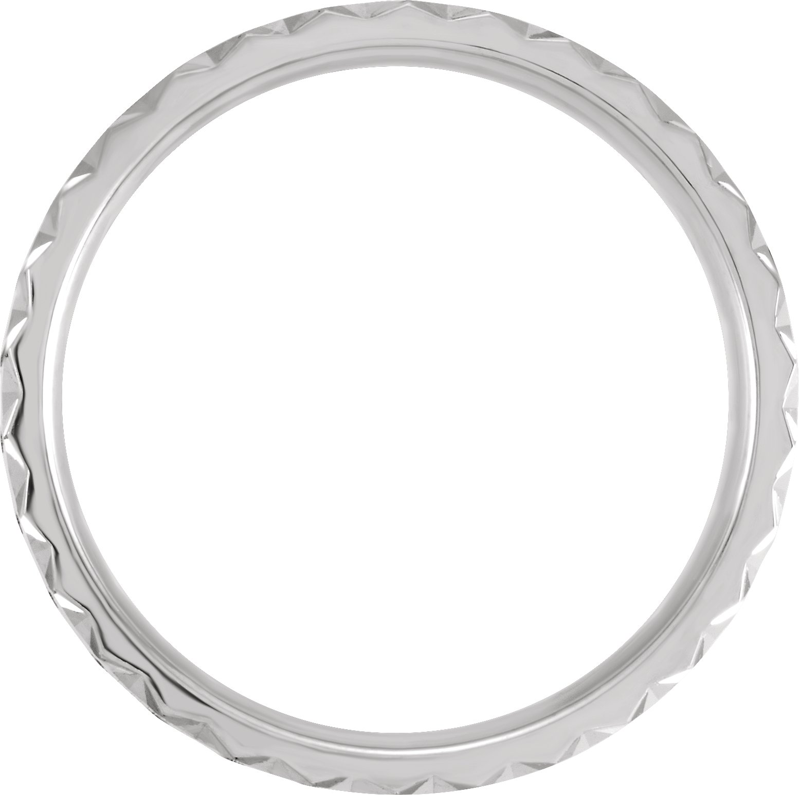 Alternative view of Geometric Faceted Comfort-Fit Band With Satin Finish – 10K White Gold