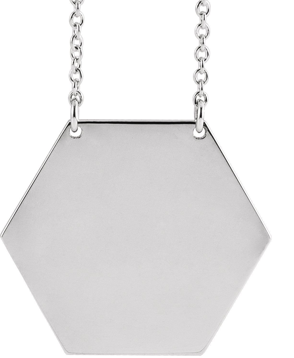 Sterling Silver 20 mm Engravable Hexagon 18" Necklace