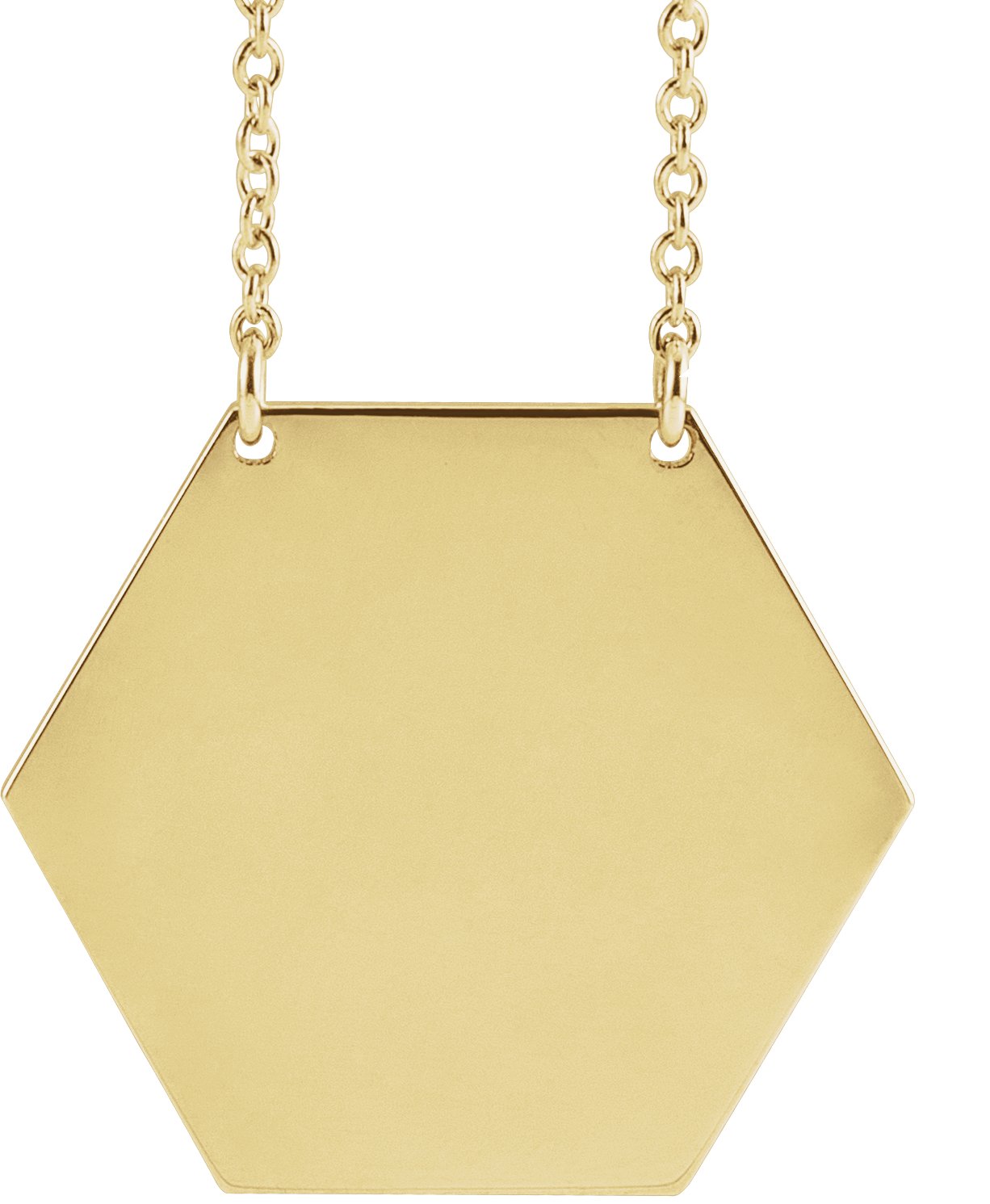 14K Yellow 20 mm Engravable Hexagon 18" Necklace