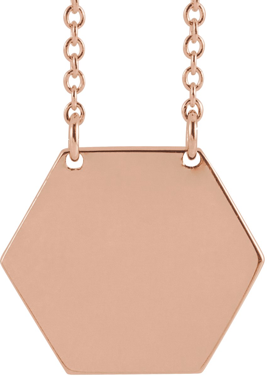 18K Rose Gold-Plated Sterling Silver 14 mm Engravable Hexagon 16" Necklace