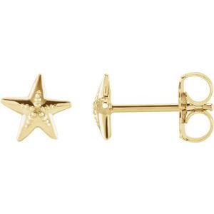 14K Yellow Starfish Earrings