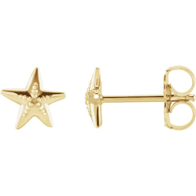 14K Yellow 6.7x6.6 mm Starfish Earrings