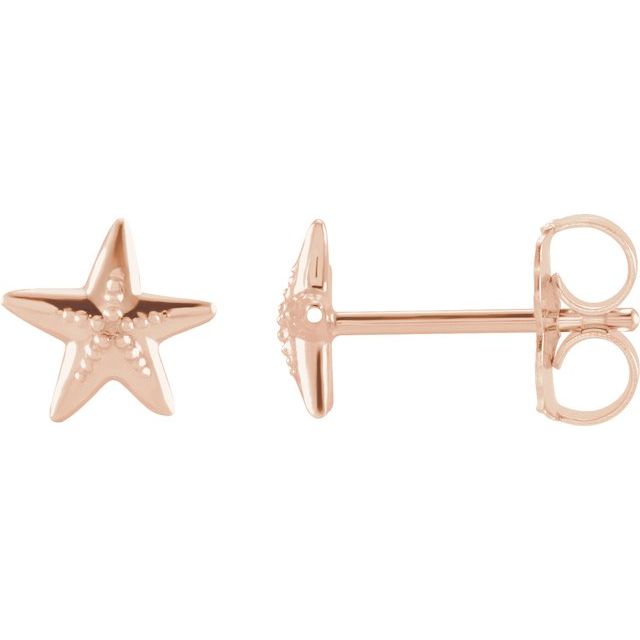 14K Rose Starfish Earrings