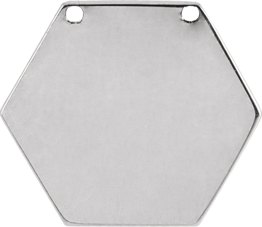 14K White 14 mm Engravable Geometric Necklace Center