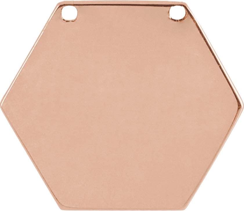 14K Rose 14 mm Engravable Geometric Necklace Center