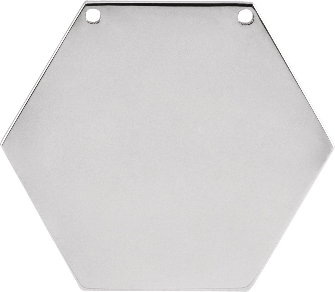 14K White 20 mm Engravable Geometric Necklace Center