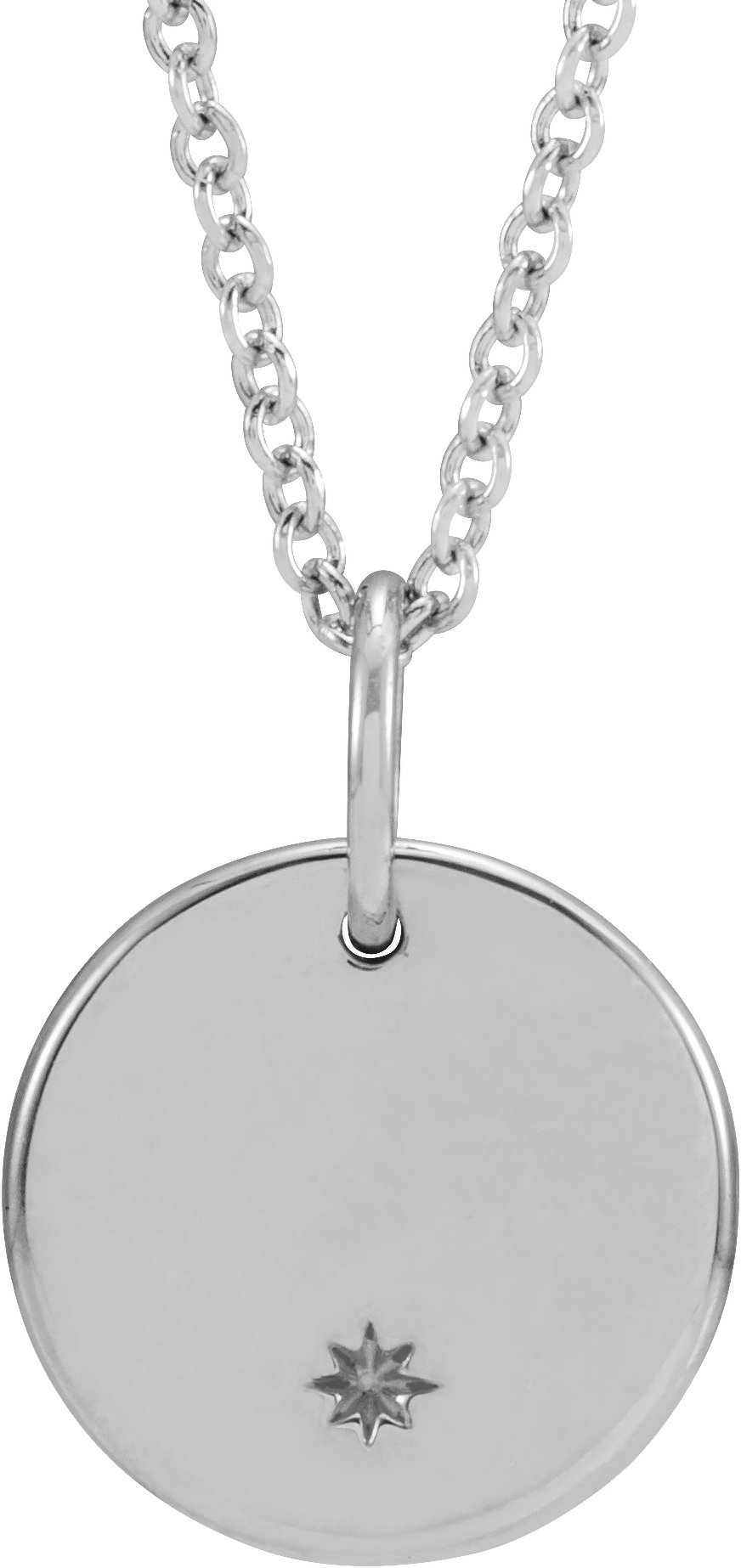 Platinum Engravable Round Starburst 16-18" Necklace