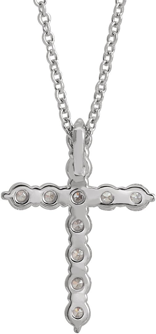 14K White 17.8x12.9 mm 3/8 CTW Diamond Cross 16-18 Necklace