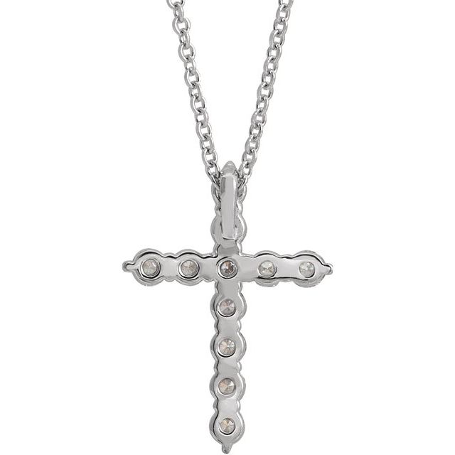 14K White 3/8 CTW Natural Diamond Cross 16-18 Necklace