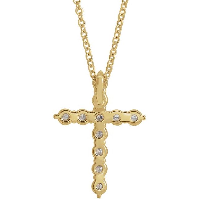 14K Yellow 3/8 CTW Natural Diamond Cross 16-18 Necklace