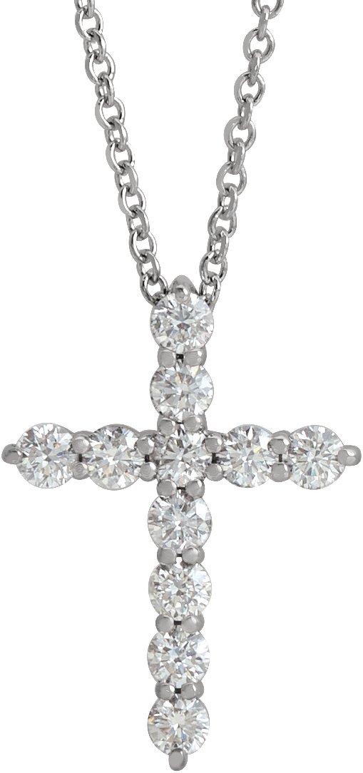 14K White .375 CTW Lab Grown Diamond Cross 16 18 inch Necklace Ref 21558836