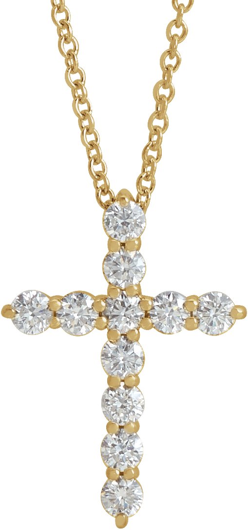 14K Yellow .375 CTW Lab Grown Diamond Cross 16 18 inch Necklace Ref 21558837