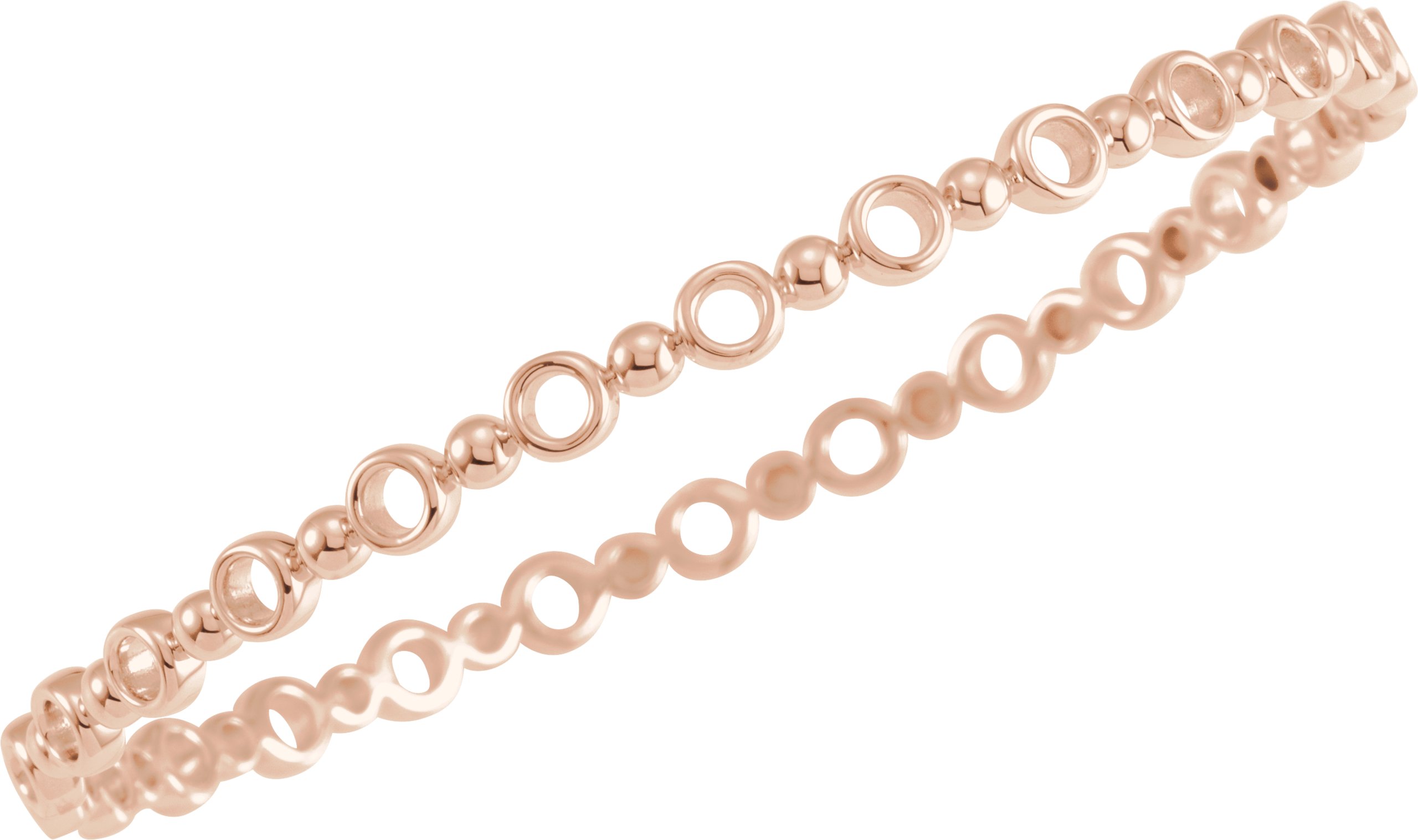 14K Rose 4.4 mm Geometric Bangle 7 Bracelet