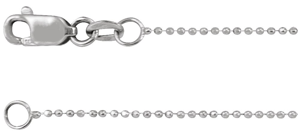 14K White 1 mm Diamond-Cut Bead 20" Chain
