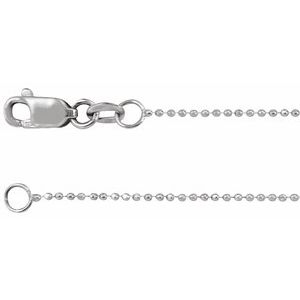 14K White 1 mm Diamond-Cut Bead 7" Chain