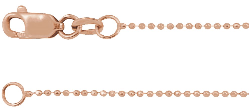 14K Rose 1 mm Diamond-Cut Bead 16" Chain