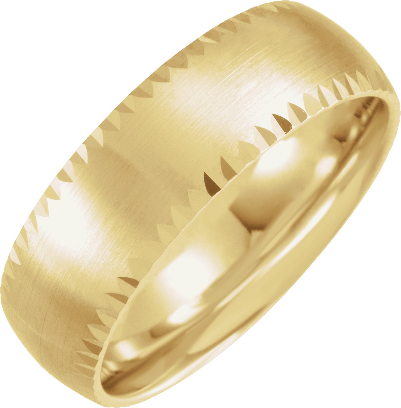 14K Yellow 7 mm Faceted Edge Band with Satin Finish Size 10
