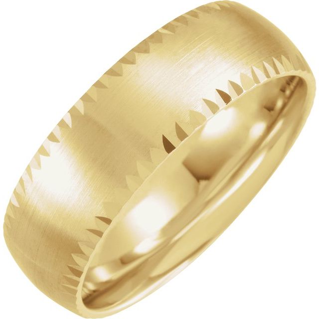 14K Yellow 7 mm Faceted Edge Band with Satin Finish Size 10