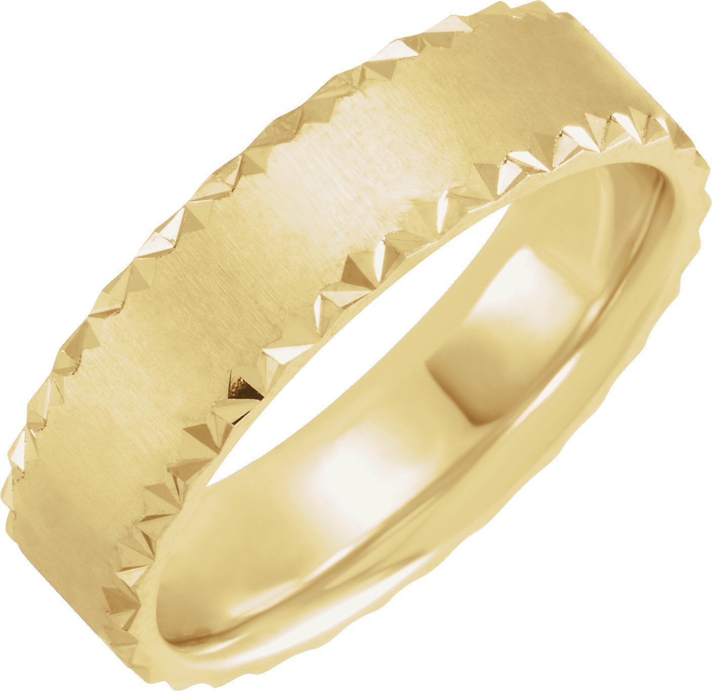 14K Yellow 6 mm Scalloped Edge Band with Satin Finish Size 10