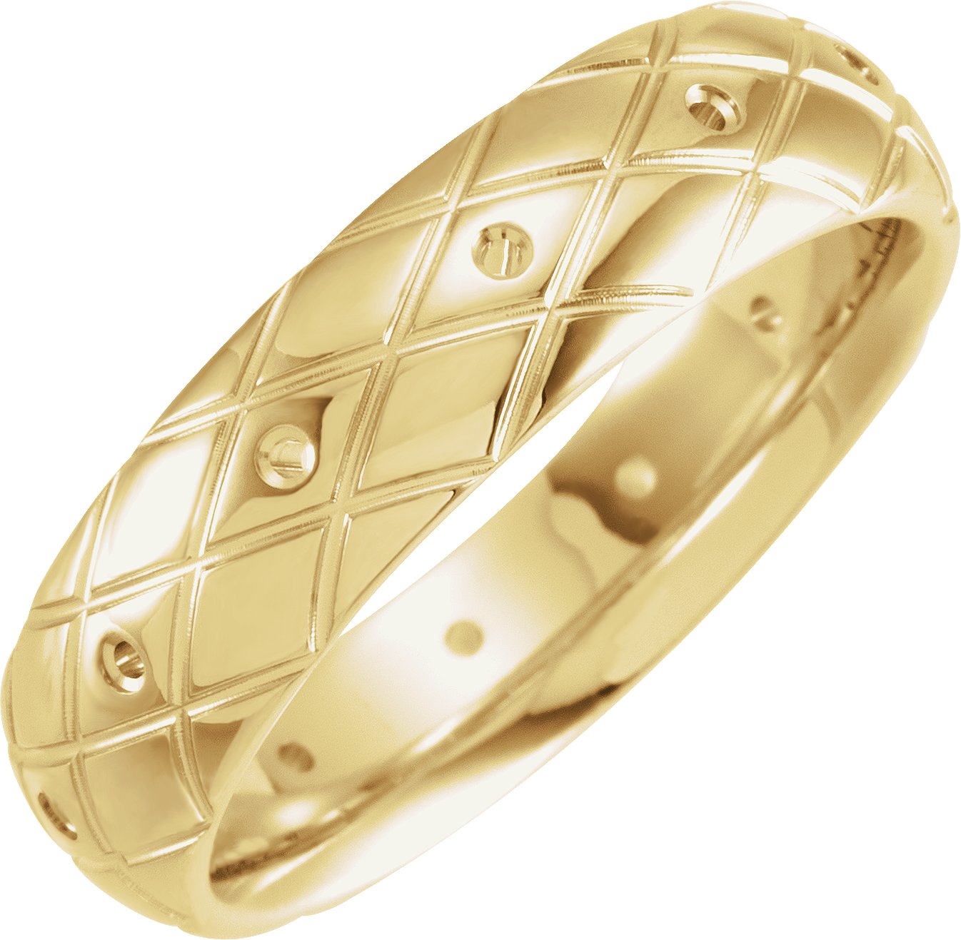 14K Yellow 6 mm Patterned Band Mounting Size 9.5