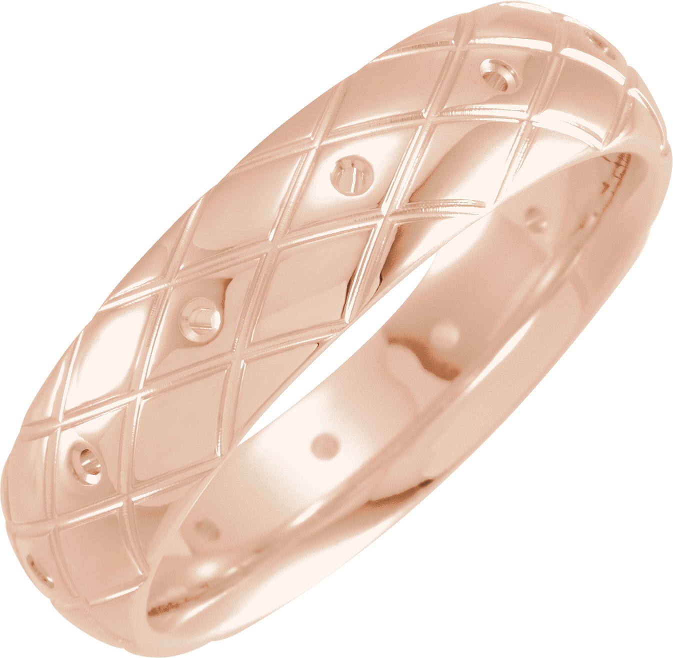 14K Rose 6 mm Patterned Band Mounting Size 10