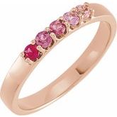 14K Rose Natural Pink Multi-Gemstone Midi Ring