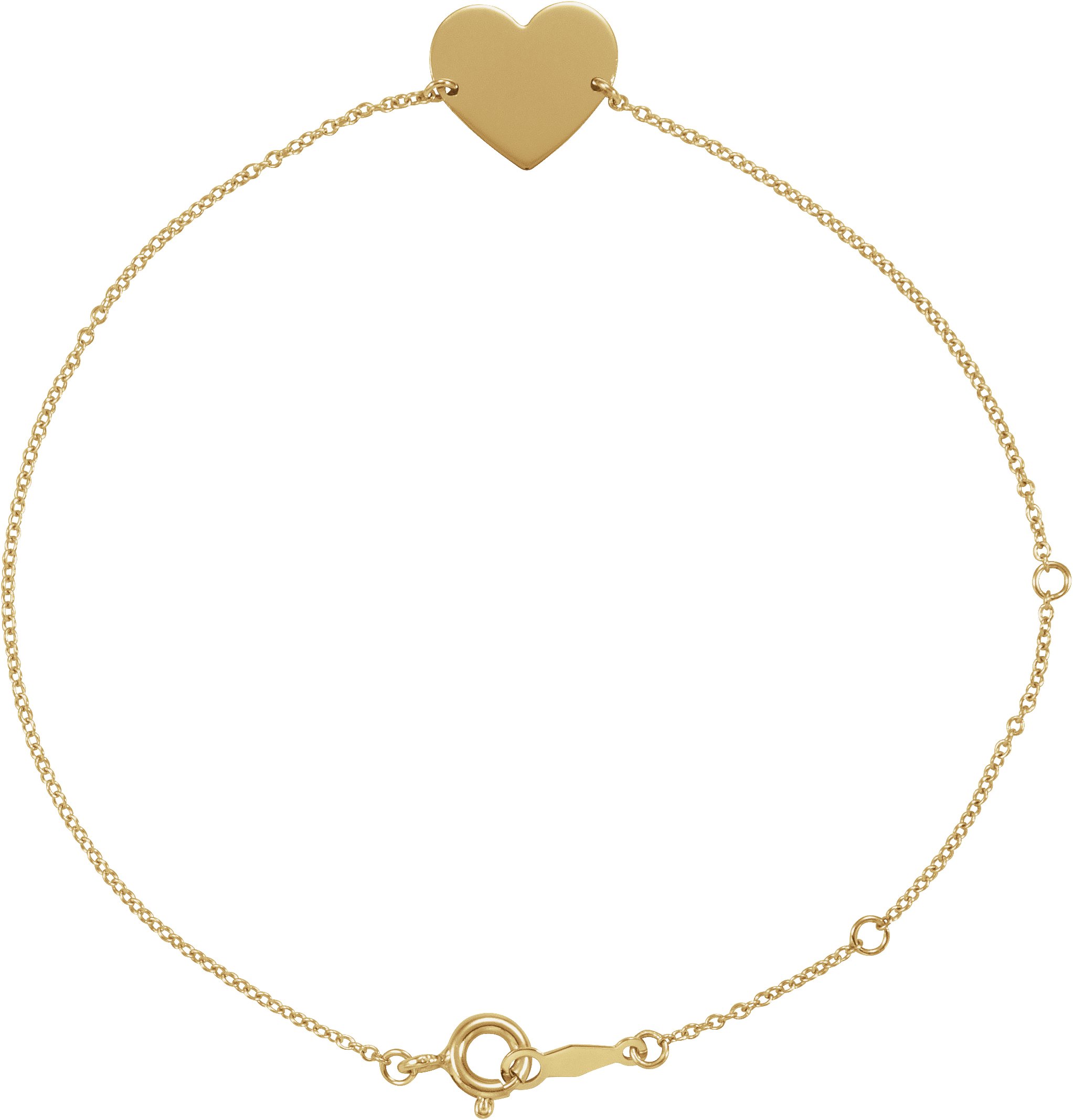 18K Yellow Gold-Plated Sterling Silver Engravable Heart 7-8" Bracelet